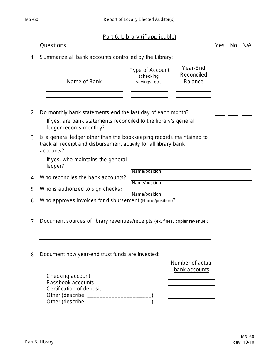 Form MS-60 Report of Locally Elected Auditor(S) - New Hampshire, Page 29
