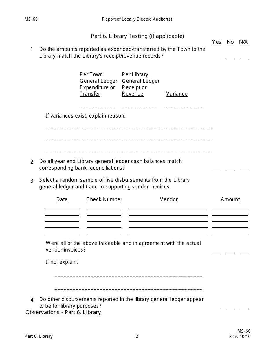 Form MS-60 Report of Locally Elected Auditor(S) - New Hampshire, Page 30