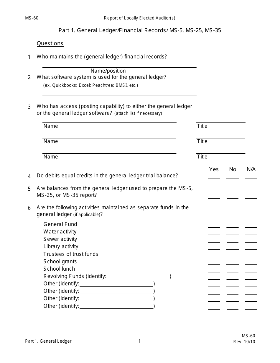 Form MS-60 Report of Locally Elected Auditor(S) - New Hampshire, Page 5