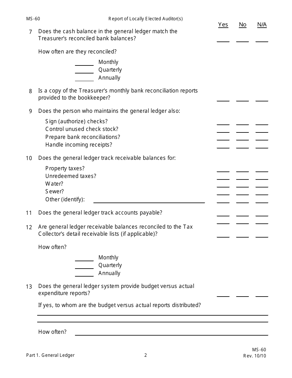 Form MS-60 Report of Locally Elected Auditor(S) - New Hampshire, Page 6