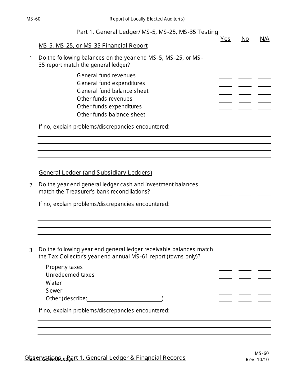 Form MS-60 Report of Locally Elected Auditor(S) - New Hampshire, Page 8