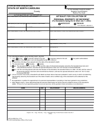 Form AOC-E-203B Affidavit for Collection of Personal Property of Decedent (For Decedents Dying on or After Jan. 1, 2012) - North Carolina
