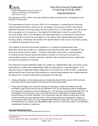 Form SDS0345 Non-disclosure Statement Licensing Activity With Representative - Oregon