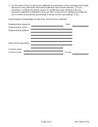 Form SDS0345 Non-disclosure Statement Licensing Activity With Representative - Oregon, Page 2