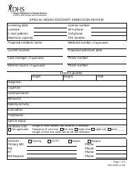 Document preview: Form SDS0490 Special Needs Resident Admission Review - Oregon