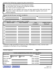 Form SDS0490 Special Needs Resident Admission Review - Oregon, Page 2