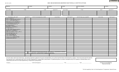Document preview: Form BR337 Box Beam Median Barrier Materials Certification - New York