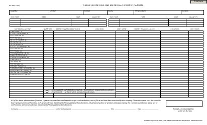 Document preview: Form BR339 Cable Guide Railing Materials Certification - New York