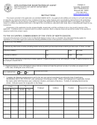 Form SFN51529 (S-5) &quot;Application for Registration of Agent&quot; - North Dakota