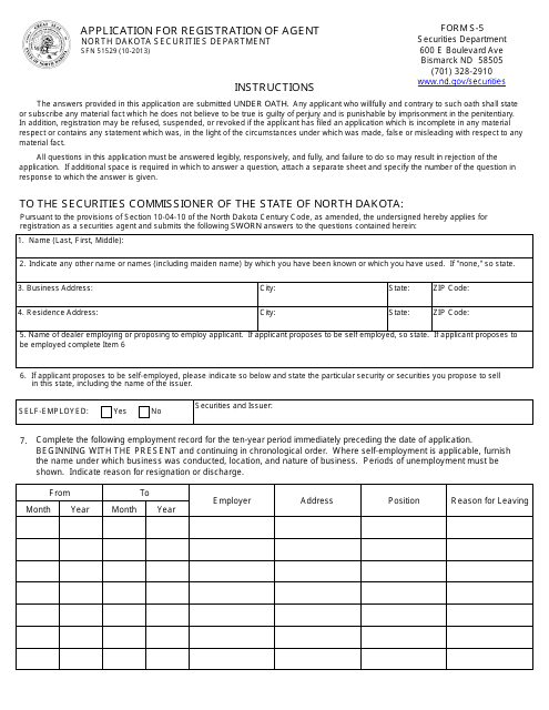 Form SFN51529 (S-5)  Printable Pdf