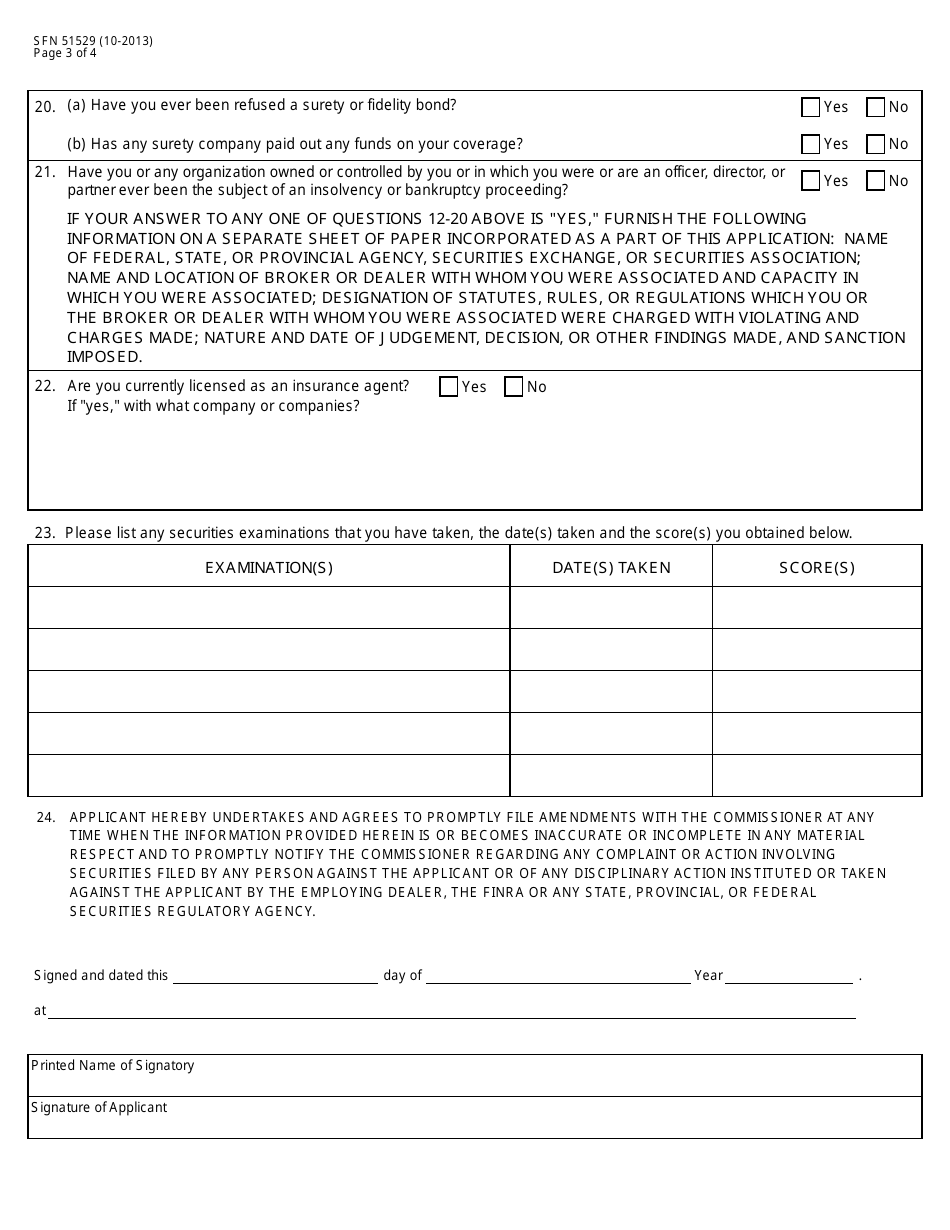 Form SFN51529 (S-5) Application for Registration of Agent - North Dakota, Page 3