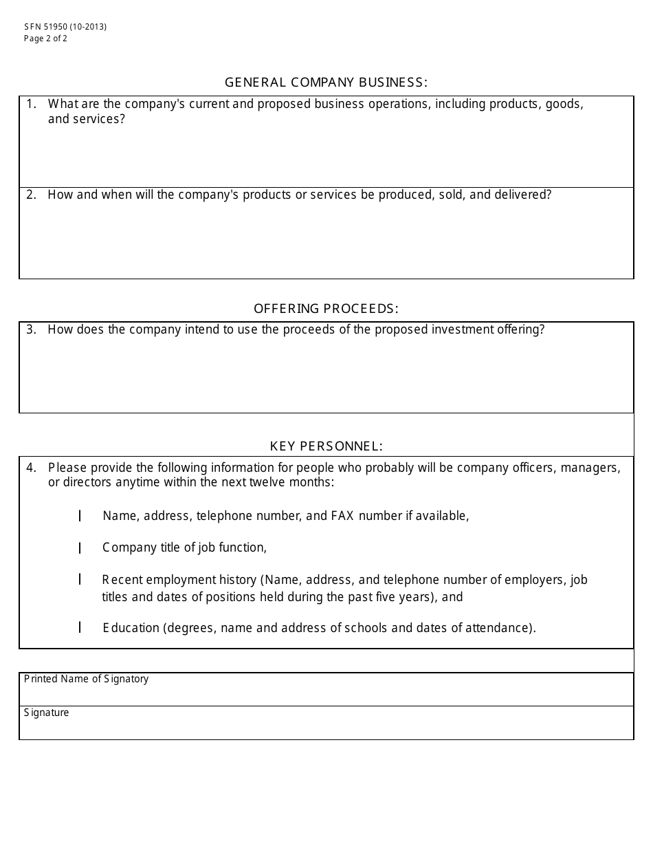 Form SFN51950 (SOI) Solicitation of Interest test the Waters - North Dakota, Page 2