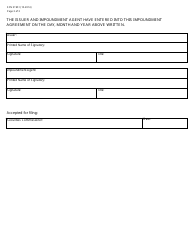 Form SFN51951 (S-9) Impoundment Agreement - North Dakota, Page 3
