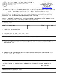 Form SFN51954 (E (R) (S)) &quot;Issuer Exemption Final Report of Sales&quot; - North Dakota