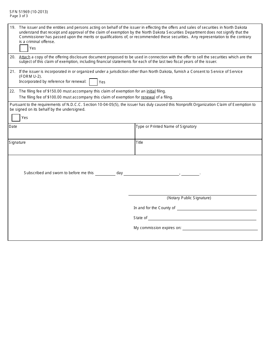 Form SFN51969 (NP) Nonprofit Organization Claim of Exemption - North Dakota, Page 3