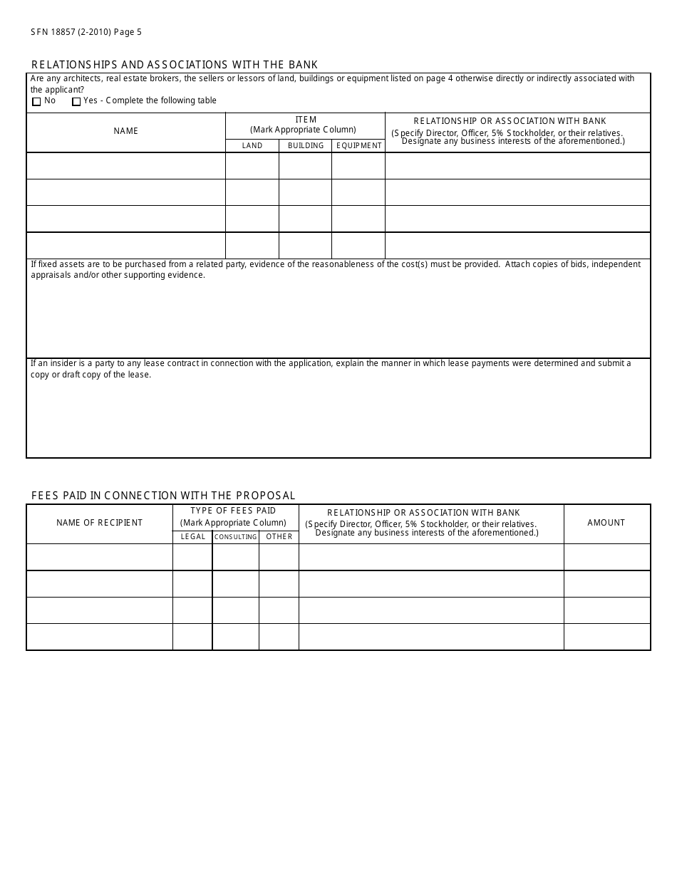 Form SFN18857 Application to Move Main Office or Facility (branch) - North Dakota, Page 5