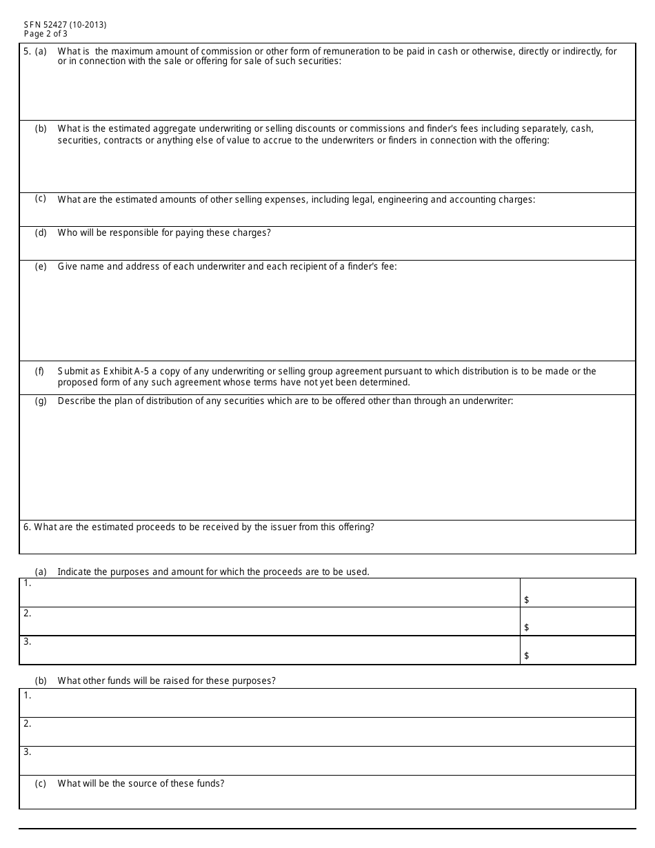 Form SFN52427 Application for Registration of Securities by Qualification - North Dakota, Page 2