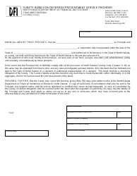 Document preview: Form SFN52923 Surety Bond for Deferred Presentment Service Provider - North Dakota
