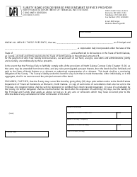 Form SFN52923 &quot;Surety Bond for Deferred Presentment Service Provider&quot; - North Dakota