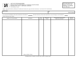 Document preview: Form SFN2149 List of Stockholders - North Dakota