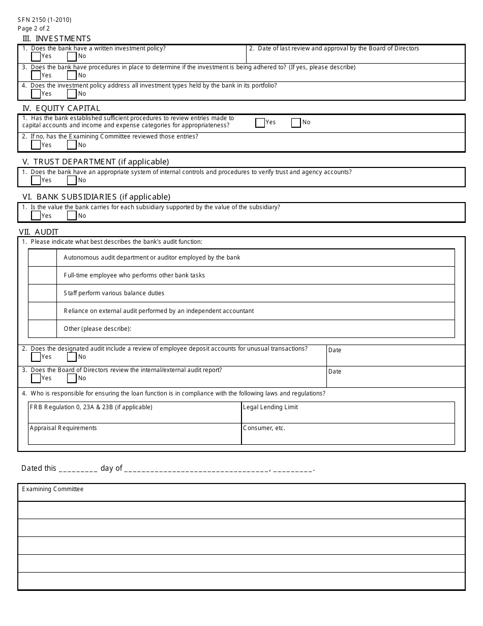 Form SFN2150 Annual Report of Examining Committee - North Dakota, Page 2