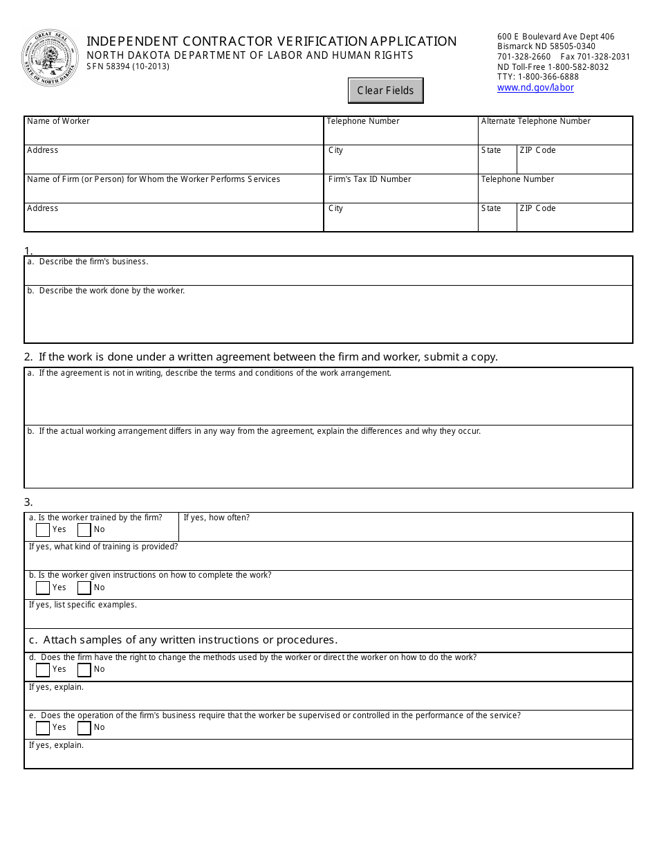 Form Sfn58394 Fill Out Sign Online And Download Fillable Pdf North Dakota Templateroller 3286