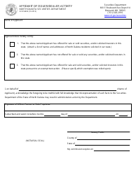 Document preview: Form SFN53493 Affidavit of Issuer/Dealer Activity - North Dakota