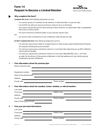 Document preview: Form 14 Request to Become a Limited Member - Nova Scotia, Canada