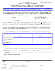 Document preview: Form VAW-1 Notice to Liable Political Subdivision of Volunteer Ambulance Worker's Injury or Death - New York