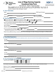Form VDF-1 &quot;Loss of Wage Earning Capacity Vocational Data Form&quot; - New York