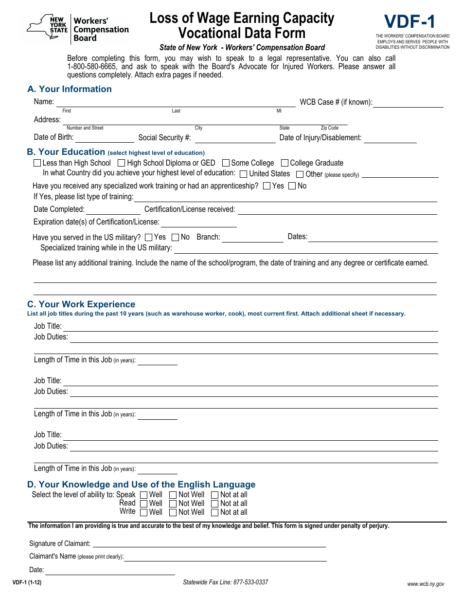 Form VDF-1 - Fill Out, Sign Online and Download Fillable PDF, New York ...