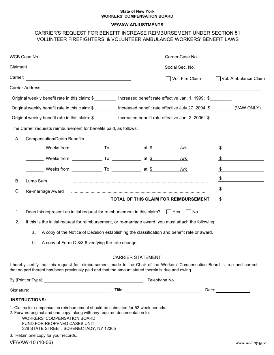 Form Vf Vaw-10 - Fill Out, Sign Online And Download Fillable Pdf, New 