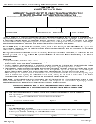 Form IME-3 &quot;Independent Examiner's Report of Request for Information/Response to Request Regarding Independent Medical Examination&quot; - New York