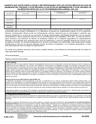Form A-9 Notice That You May Be Responsible for Medical Costs in the Event of Failure to Prosecute, or if Compensation Claim Is Disallowed, or if Agreement Pursuant to Wcl 32 Is Approved - New York (English/Spanish), Page 2