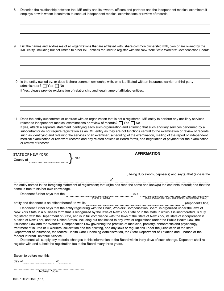 Form IME-7 Statement of Registration - New York, Page 2