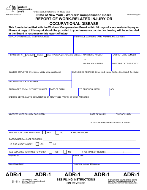 Form ADR-1  Printable Pdf