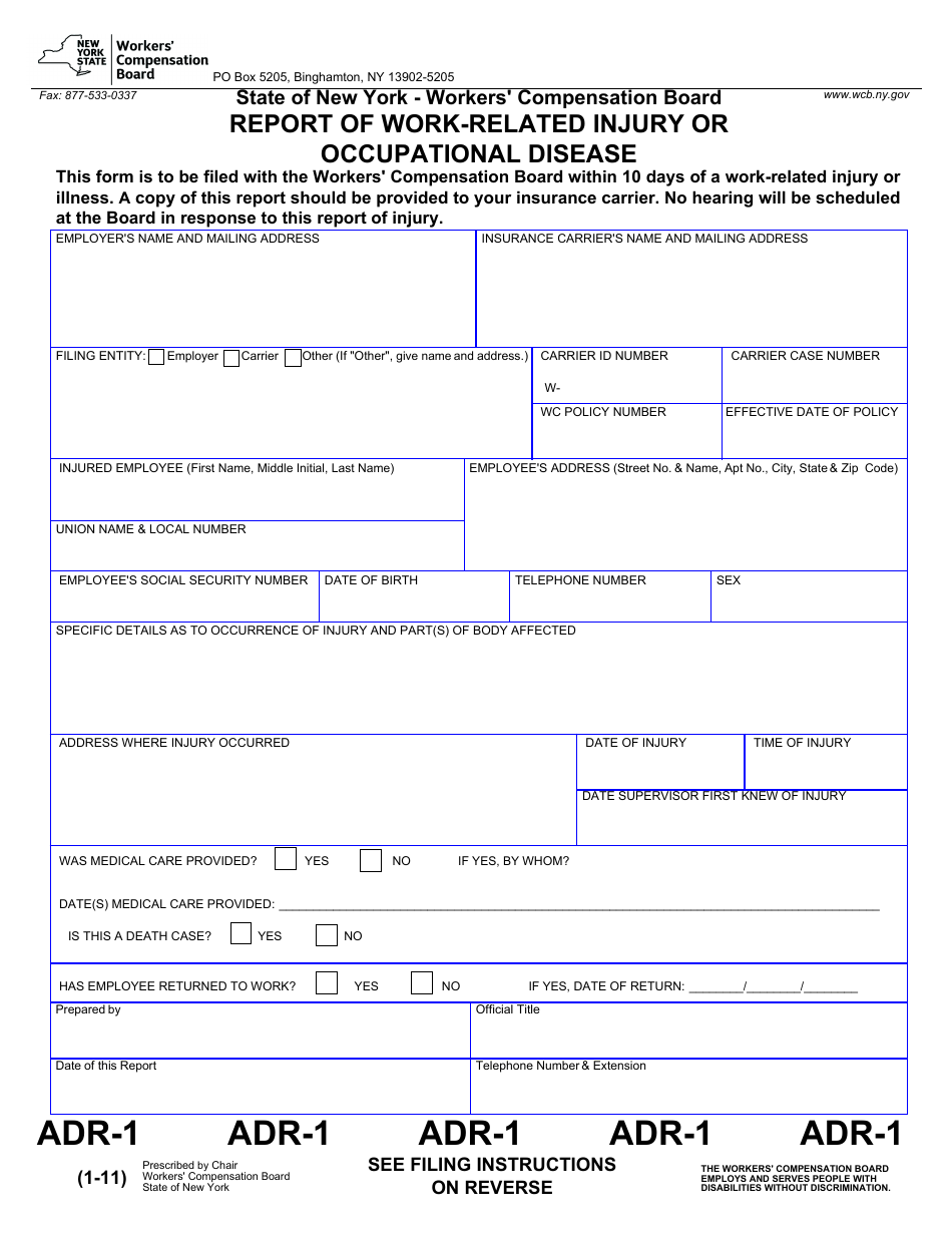 Form ADR1 Fill Out, Sign Online and Download Fillable PDF, New York