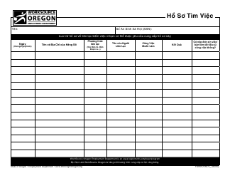 Document preview: Form 2554-V Employment Search Record - Oregon (Vietnamese)