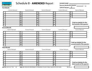 Schedule B Download Fillable PDF Or Fill Online Amended Report Oregon ...