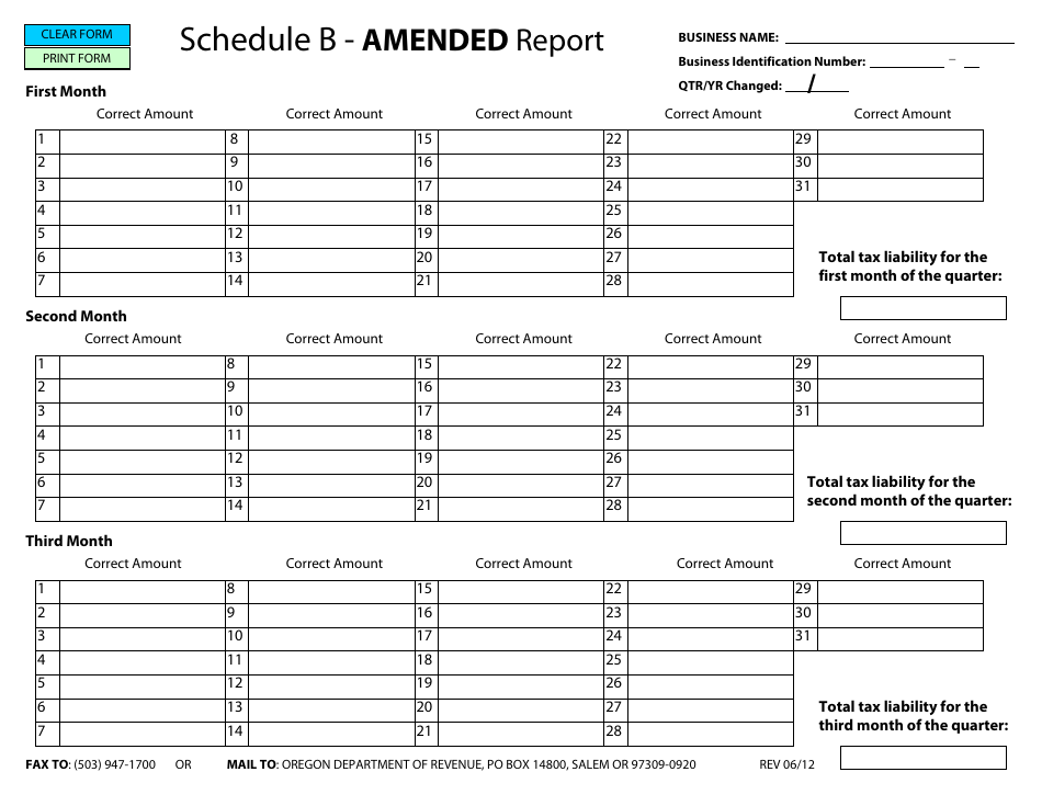 Schedule B Amended Report - Oregon, Page 1