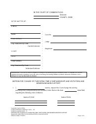 Uniform Domestic Relations Form 23 (Uniform Juvenile Form 5) &quot;Motion for Change of Parenting Time (Companionship and Visitation) and Memorandum in Support&quot; - Ohio