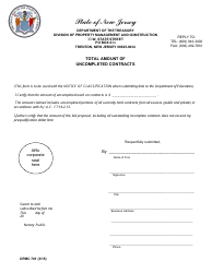Document preview: Form DPMC701 Total Amount of Uncompleted Contracts - New Jersey