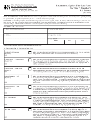 Document preview: Form RS6109-A Retirement Option Election Form for Tier 1 Members - New York