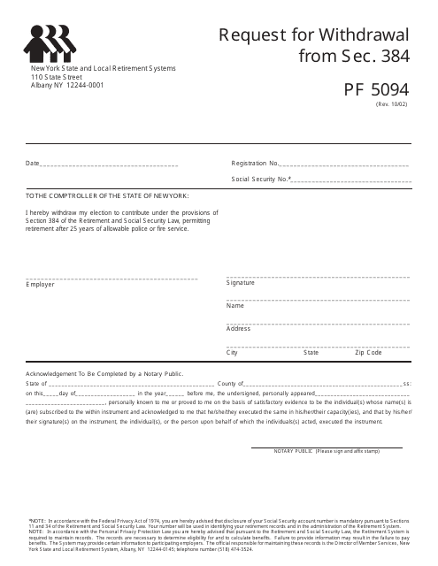 Form PF5094  Printable Pdf