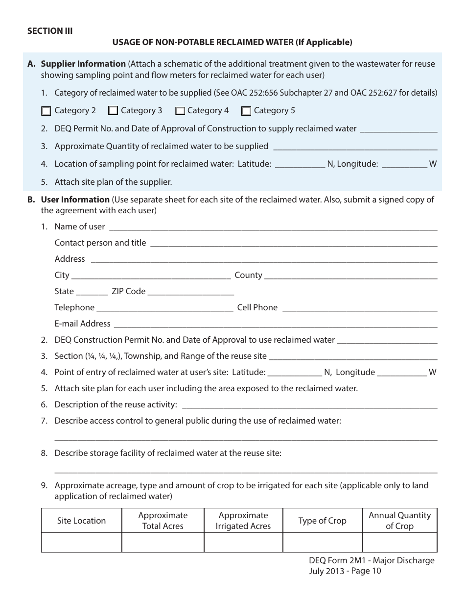 DEQ Form 2M1 - Fill Out, Sign Online and Download Fillable PDF ...