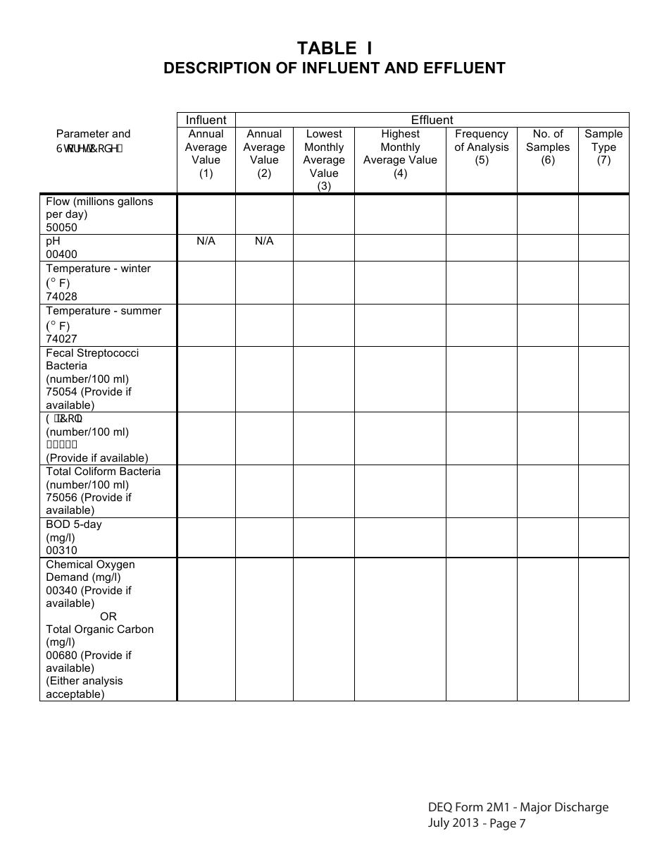 DEQ Form 2M1 Application for Permit to Discharge Municipal / Domestic Wastewater - Oklahoma, Page 7