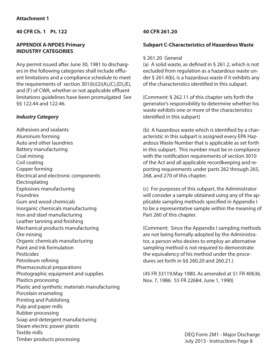 Instructions for DEQ Form 2M1 Application for Permit to Discharge Municipal / Domestic Wastewater - Oklahoma, Page 8
