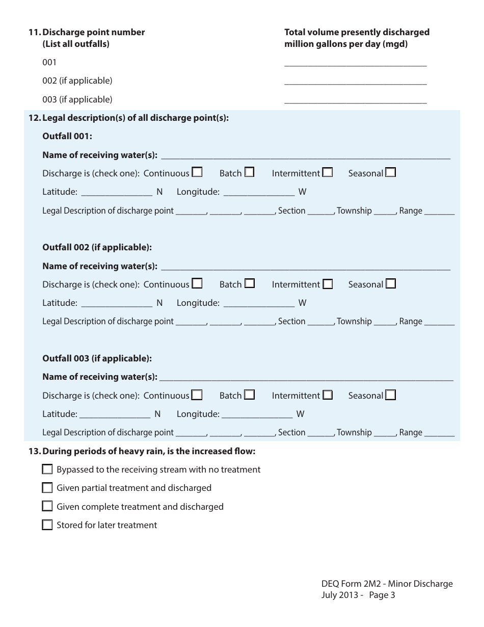DEQ Form 2M2 Application for Permit to Discharge Municipal / Domestic Wastewater - Oklahoma, Page 3