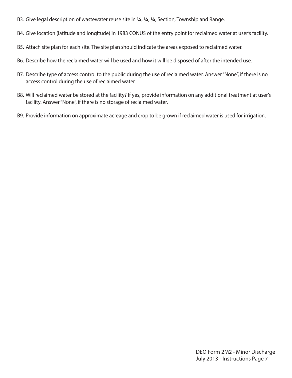 Instructions for DEQ Form 2M2 Application for Permit to Discharge Municipal / Domestic Wastewater - Oklahoma, Page 7