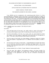 DEQ Form 2MG58 Discharge Lagoon General Permit Application - Oklahoma, Page 2